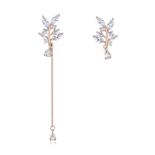 Elagant Rose Gold Leaf Shape Decorated Simple Earrings