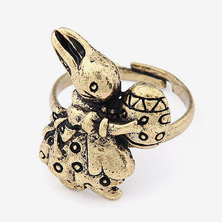 Lovely Gold Color Metal Rabbit Decorated Ring