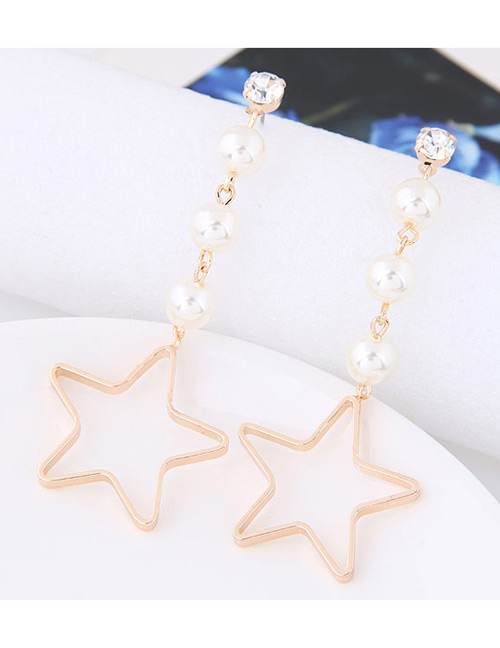 Lovely Gold Color Star Shape Pendant Decorated Earrings