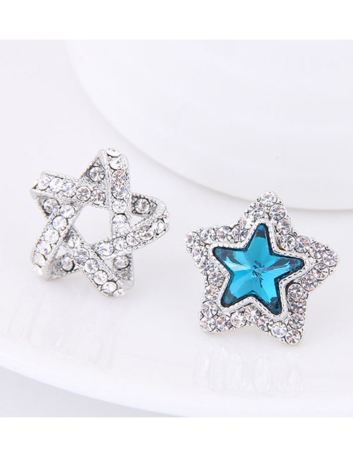 Delicate Blue Star Shape Decorated Simple Earrings