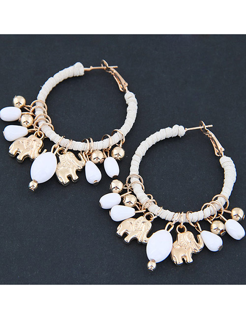 Trendy White Bears&beasd Decorated Pure Color Earrings