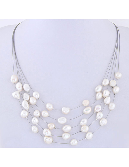 Fashion White Pearls Decorated Multi-layer Necklace