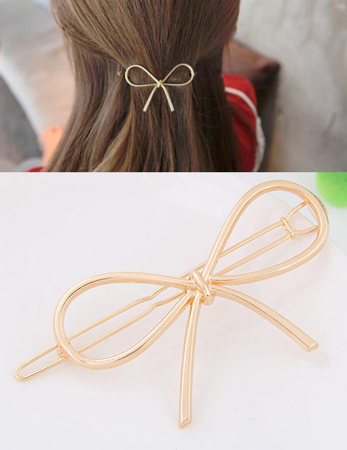 Fashion Gold Color Bowknot Shape Decorated Pure Color Hairpin
