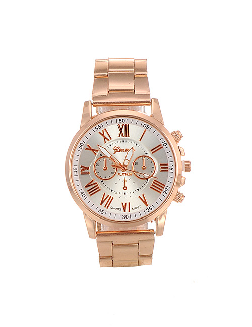 Fashion White Color Matching Decorated Round Dail Simple Chain Watch