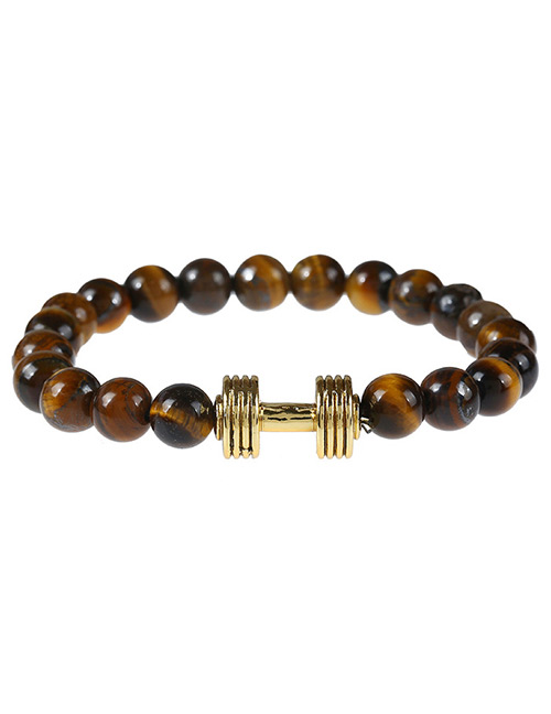 Fashion Brown+gold Color Dumb-bell Decorated Color Matching Simple Bracelet