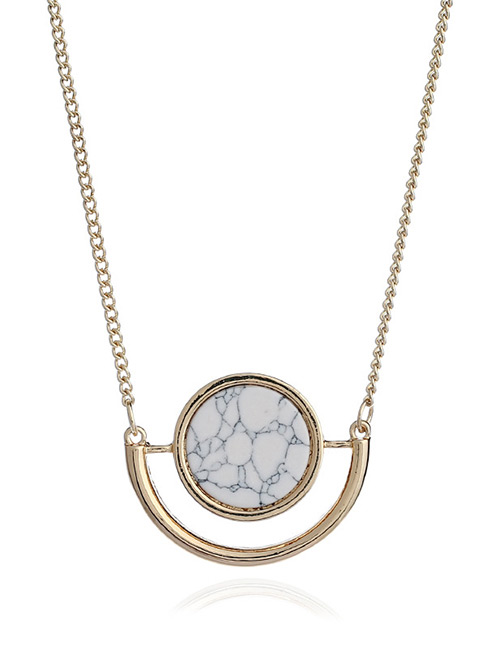 Fashion White Round Shape Gemstone Decorated Color Matching Necklace