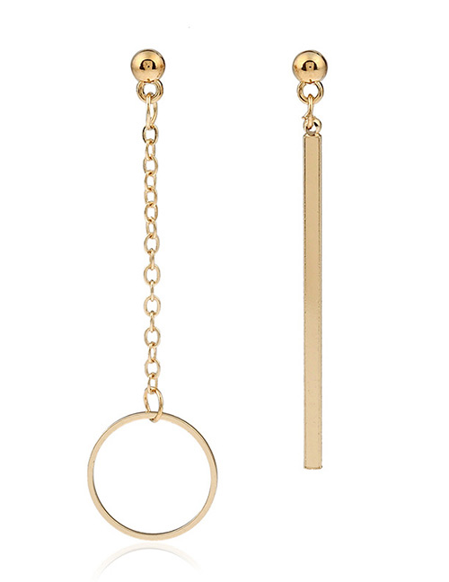 Fashion Gold Color Round Shape Pendant Simple Asymmetry Earrings