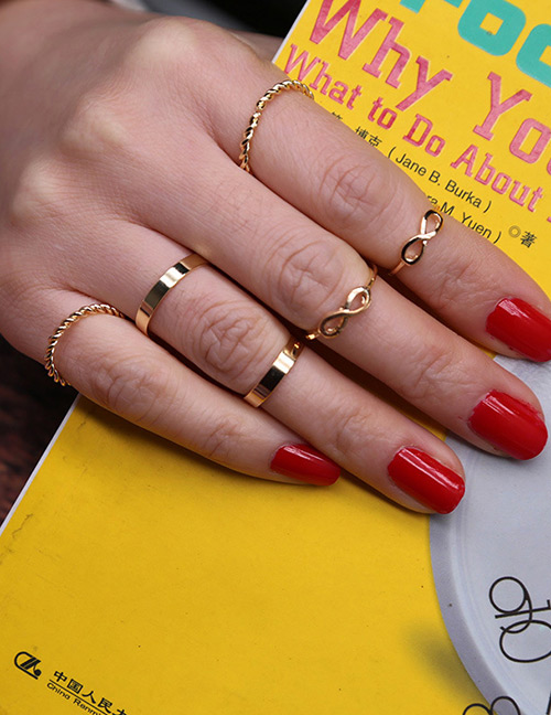 Fashion Gold Color Bowknot Shape Decorated Simple Pure Color Ring Sets(6pcs)