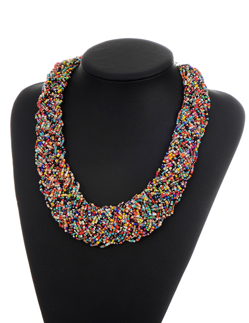 Bohemia Multi-color Color Matching Decorated Simple Hand-woven Necklace