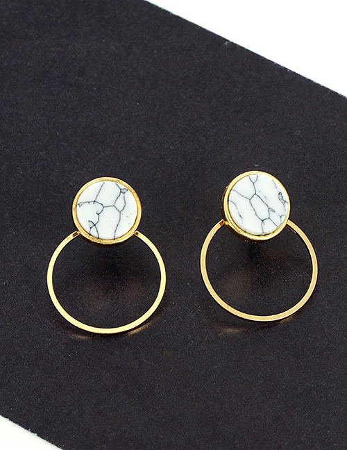 Fashion Gold Color Round Shape Decorated Simple Hollow Out Earrings