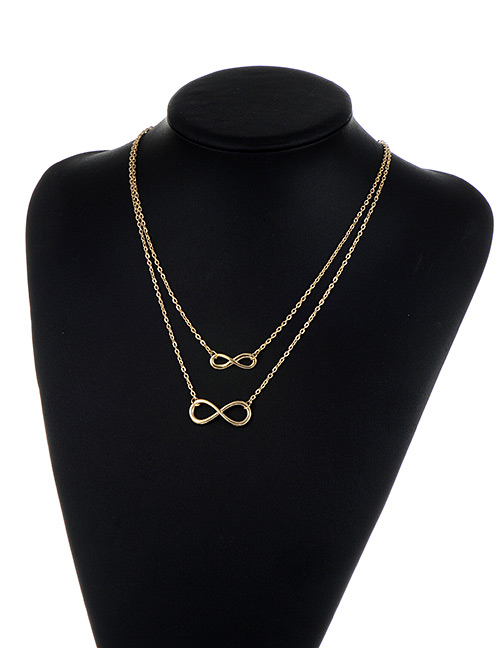 Fashion Gold Color Letter 8 Decorated Pure Color Double Layer Necklace