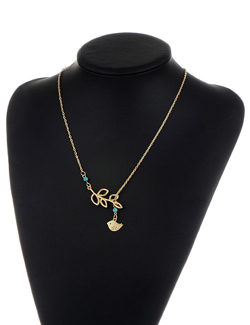 Fashion Gold Color Branch Decorated Pure Color Hollow Out Necklace