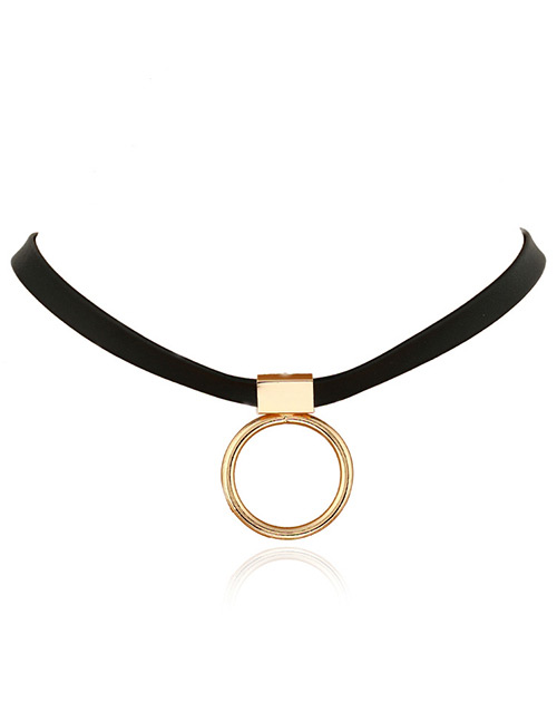 Fashion Gold Color Circular Ring Pendant Decorated Simple Choker