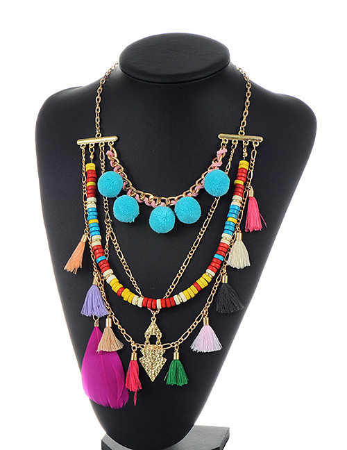 Fashion Multi-color Tassel Pendant Decorated Color Matching Necklace