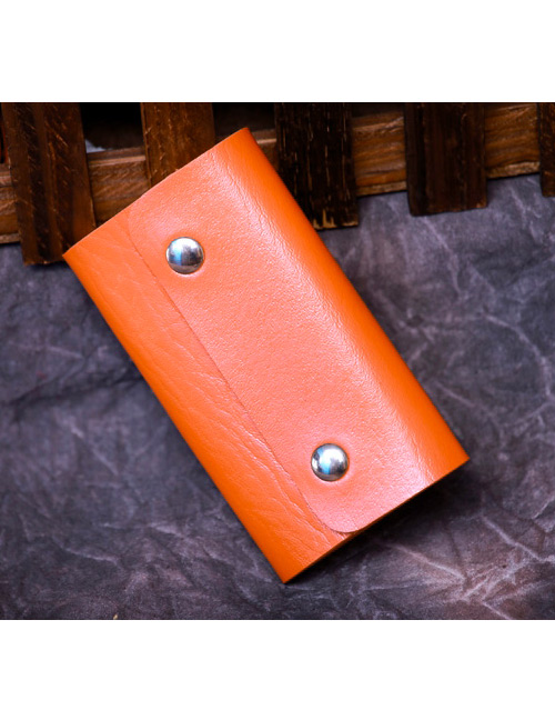 Fashion Orange Pure Color Decorated Simple Card Key Case
