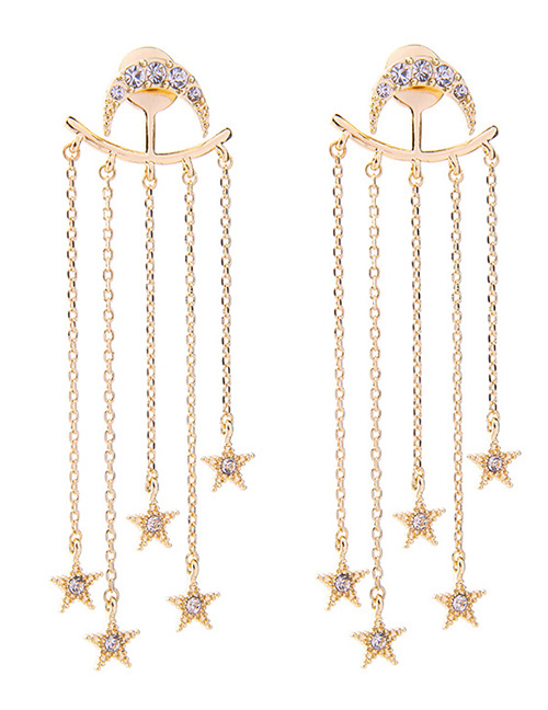 Fashion Gold Color Star Shape Pendant Decorated Simple Pure Color Earrings
