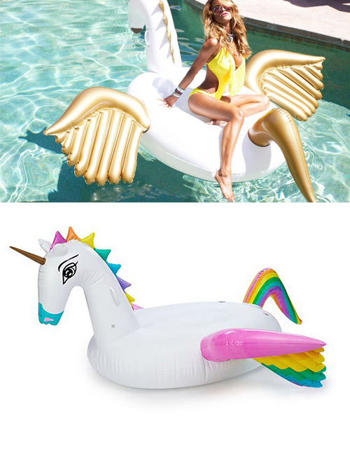 Lovely Multi-color Pegasus Shape Decorated Simple Inflation Deck Chair