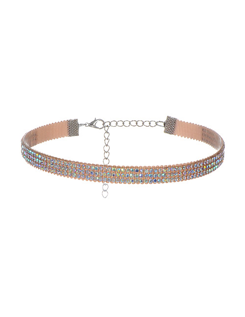 Vintage Multi-color Round Shaope Diamond Decorated Simple Wide Choker