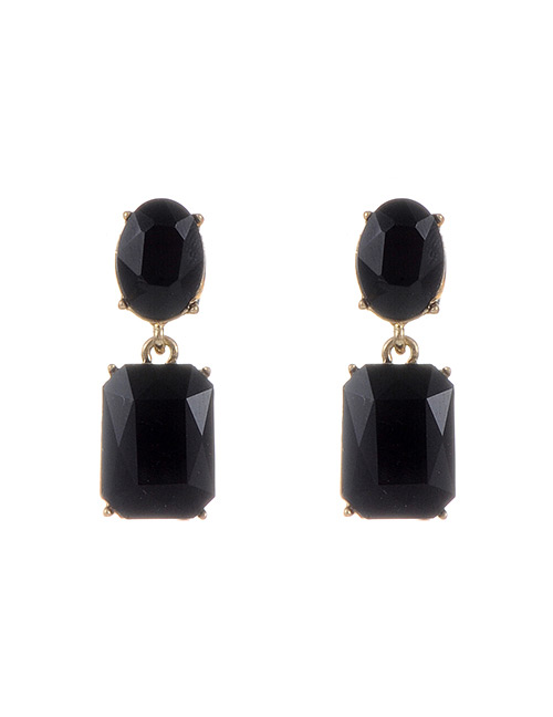 Trendy Black Pure Color Decorated Geometric Shape Simple Earrings