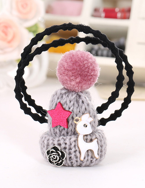 Fashion Light Gray Hat Shape Decorated Simple Double Layer Baby Hair Band