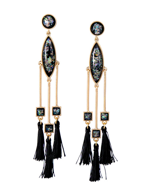 Trendy Multi-color Diamond Decorated Tassel Design Color Matching Earrings