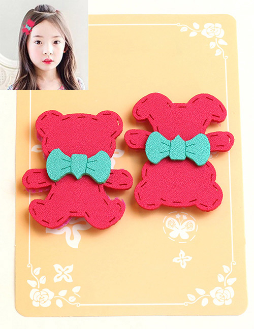 Lovely Plum-red Little Bear Shape Decorated Simple Children Hairpin (1pair )