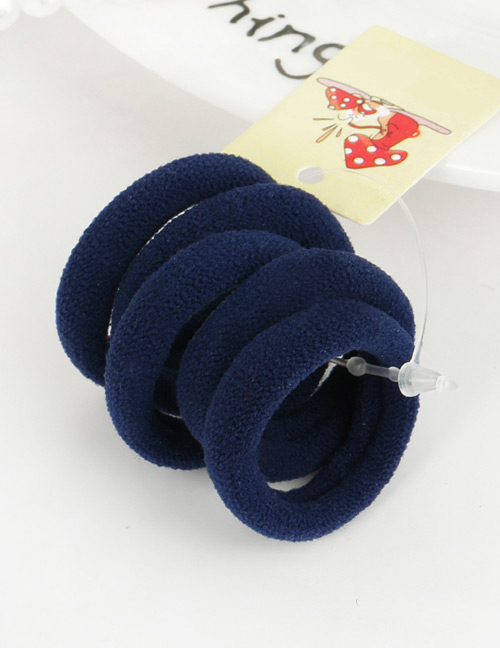 Cute Navy Pure Color Decorated Simple Round Shape Hair Band (5pcs)