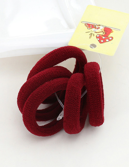 Cute Claret-red Pure Color Decorated Simple Round Shape Hair Band (5pcs)