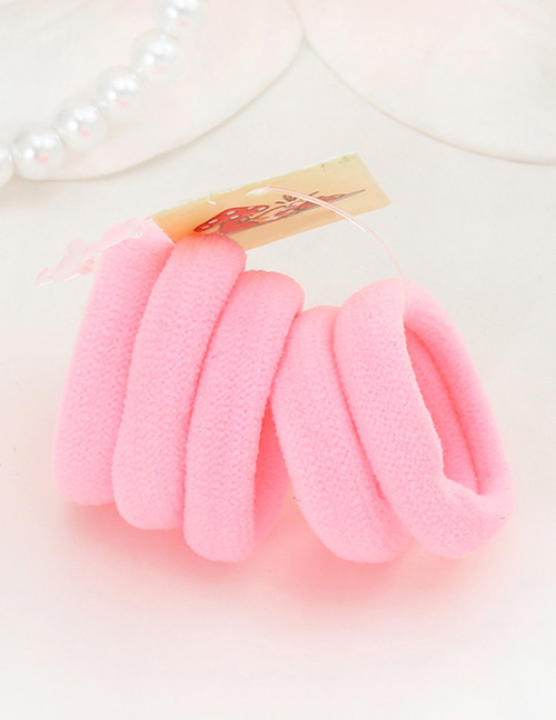 Cute Pink Pure Color Decorated Simple Round Shape Hair Band (5pcs)