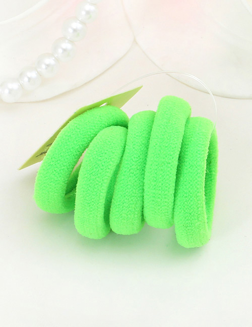 Cute Green Pure Color Decorated Simple Round Shape Hair Band (5pcs)