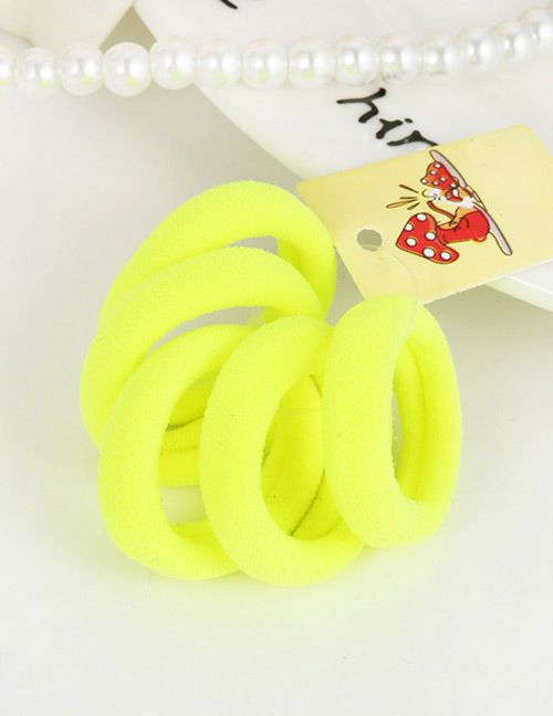 Cute Fluorescent Green Pure Color Decorated Simple Round Shape Hair Band (5pcs)