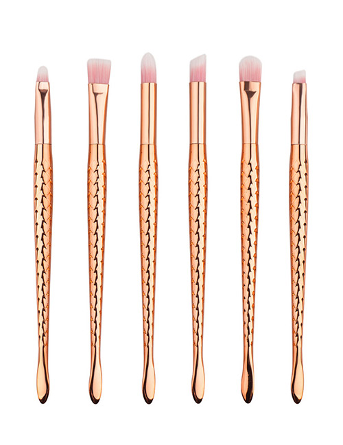 Lovely Gold Color Mermaid Design Color-matching Decorated Cosmetic Brush (6pcs)