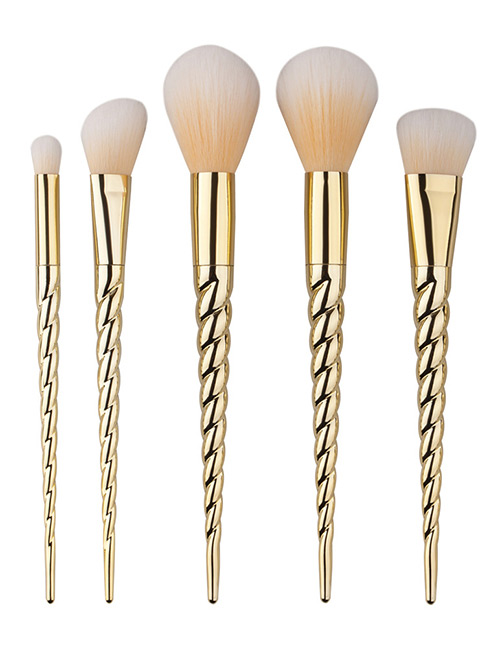 Fashion Gold Color Unicorn Design Pure Color Decorated Simple Cosmetic Brush (5pcs)