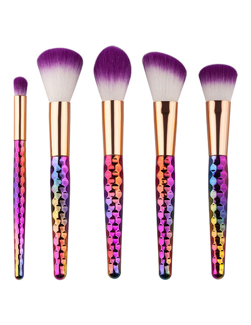 Fashion Multi-color Unicorn Design Pure Color Decorated Simple Cosmetic Brush (5pcs)