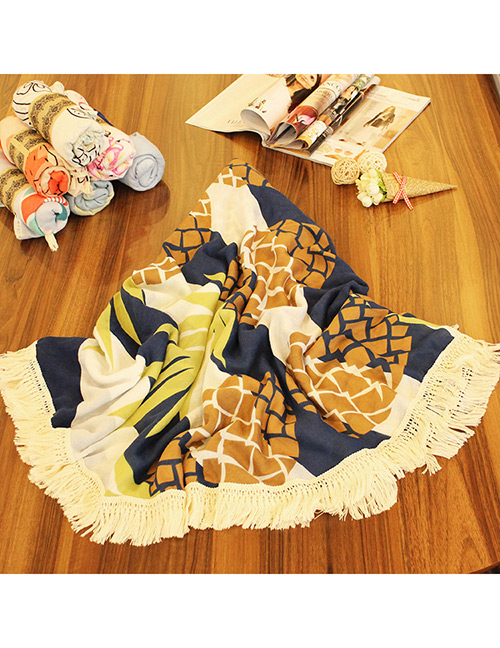 Lovely Multi-color Pineapple Shape Pattern Decorated Simple Tassel Beach Scarf