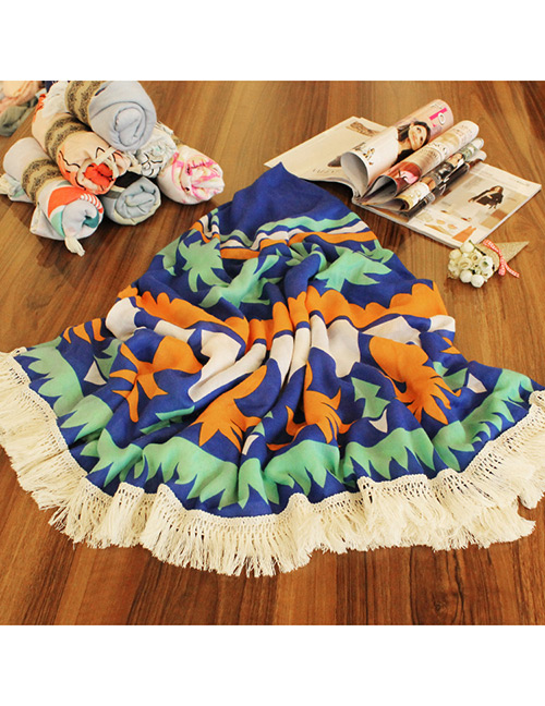 Lovely Multi-color Color-matching Decorated Simple Tassel Beach Scarf