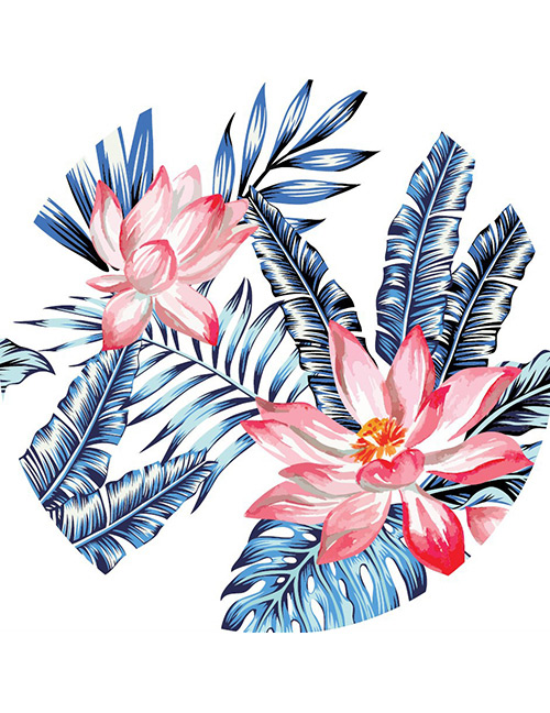 Fashion Pink+blue Flower Shape Pattern Decorated Simple Tassel Beach Scarf