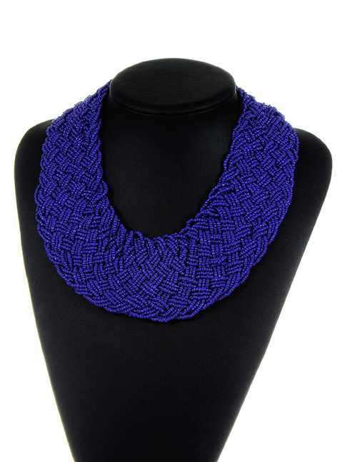 Bohemia Dark Purple Pure Color Decorated Simple Hand-woven Design Necklace