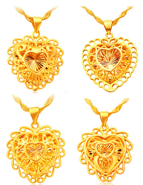 Elegant Gold Color Hollow Out Heart Shape Pure Color Pendant(not Including Chain) (1pcs)