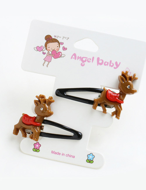 Lovely Coffee Cartton Deer Decorated Simple Hairpin(2pcs)