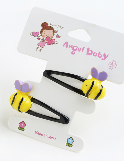 Lovely Yellow+purple Cartton Bee Decorated Simple Hairpin(2pcs)