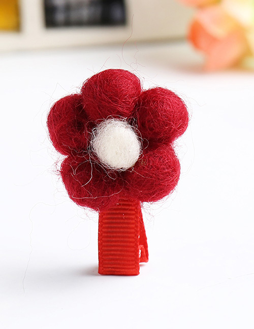 Lovely Red Flower Decorated Pure Color Simple Hairpin