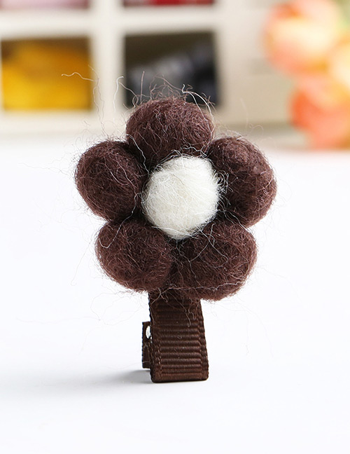 Lovely Coffee Flower Decorated Pure Color Simple Hairpin