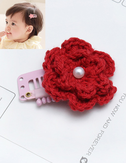 Lovely Red Flower&pearl Decorated Pure Color Hairpin