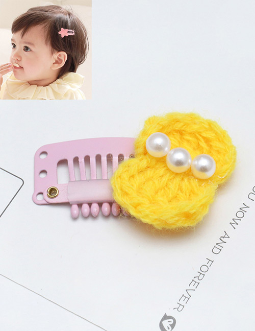 Lovely Yellow Bowknot&pearls Decorated Pure Color Hairpin