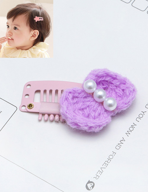 Lovely Purple Bowknot&pearls Decorated Pure Color Hairpin