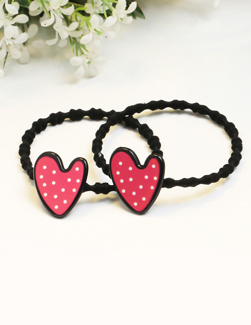 Lovely Pink Heart Shape Decorated Pure Color Hair Band (2pcs)