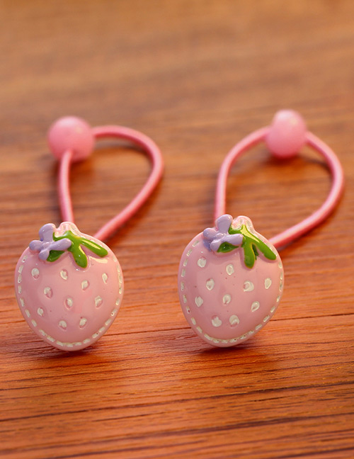 Lovely Pink Strawberry Decorated Pure Color Hair Band (2pcs)