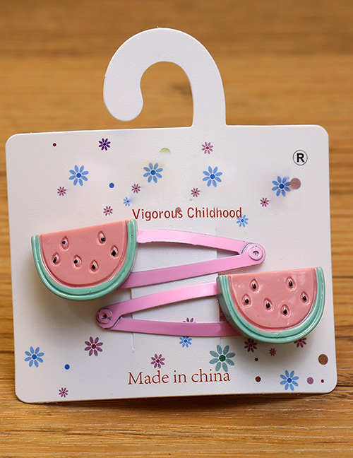 Lovely Light Pink+green Matermelon Decorated Color Matching Hairpin(2pcs)
