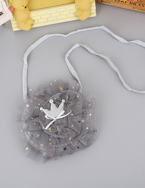 Lovely Gray Crown Decorated Pure Color Shoulder Bag